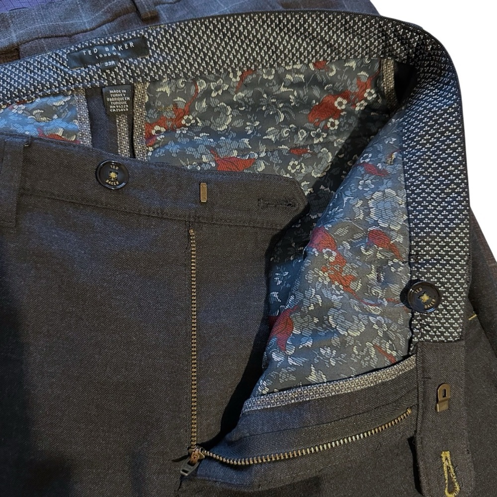 TED BAKER London Navy Cotton Blend Volvek Classic Trouser Pants Career Size 33R - Picture 12 of 16